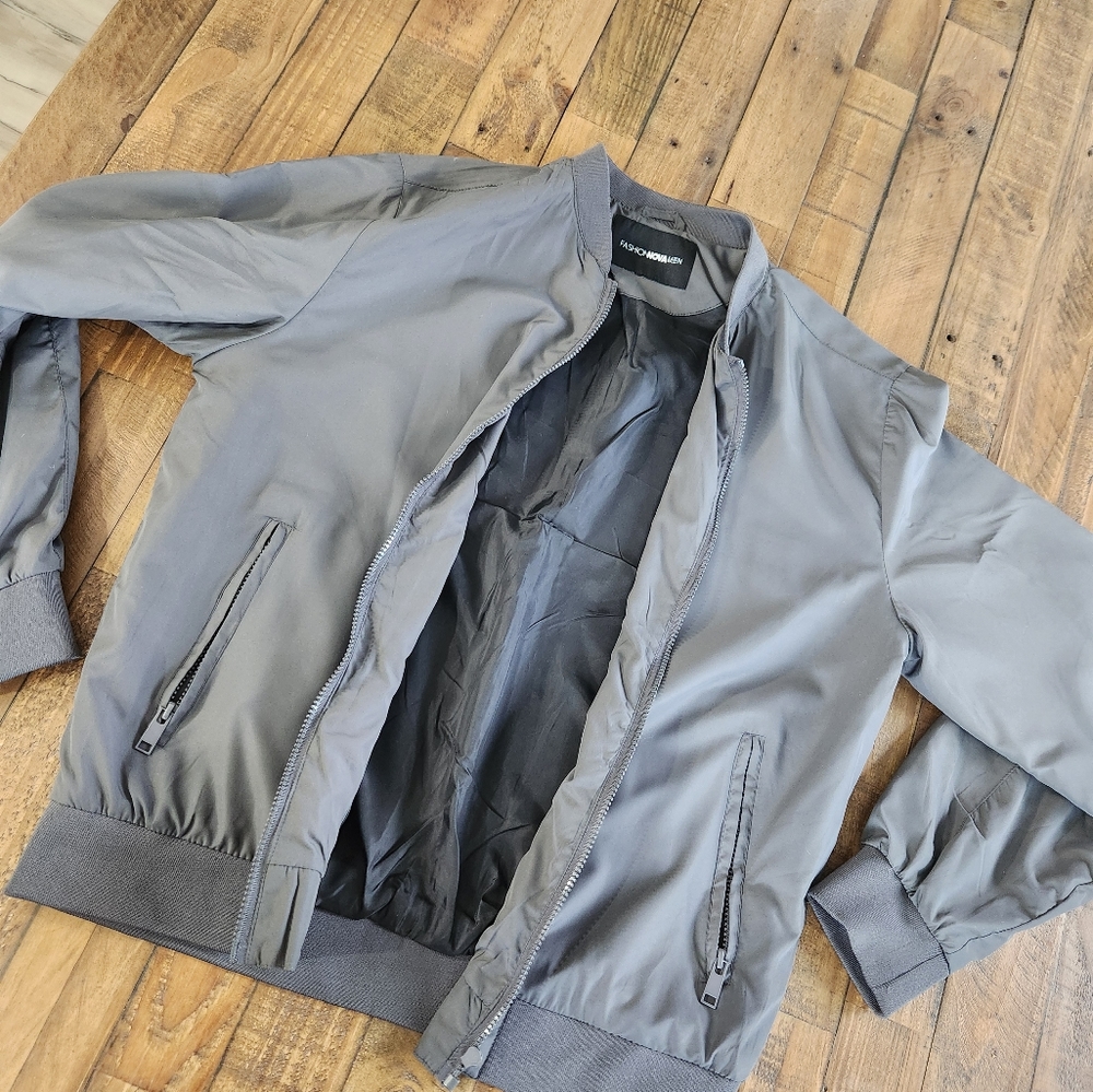 Men's Gray Bomber Jacket L